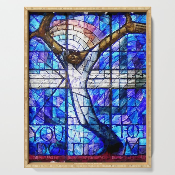 African American Portrait Painting of the Wales window at the 16th Street Baptist by Jeanpaul Ferro Serving Tray Gallery Image 1