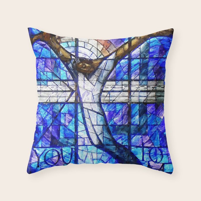 African American Portrait Painting of the Wales window at the 16th Street Baptist by Jeanpaul Ferro Throw Pillow Gallery Image 6