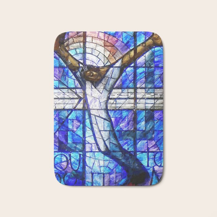 African American Portrait Painting of the Wales window at the 16th Street Baptist by Jeanpaul Ferro Bath Mat Gallery Image 1