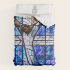 African American Portrait Painting of the Wales window at the 16th Street Baptist by Jeanpaul Ferro Duvet Cover Gallery Image 6