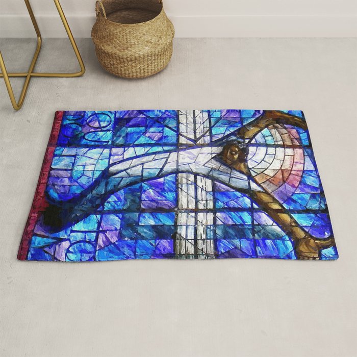 African American Portrait Painting of the Wales window at the 16th Street Baptist by Jeanpaul Ferro Rug Gallery Image 1
