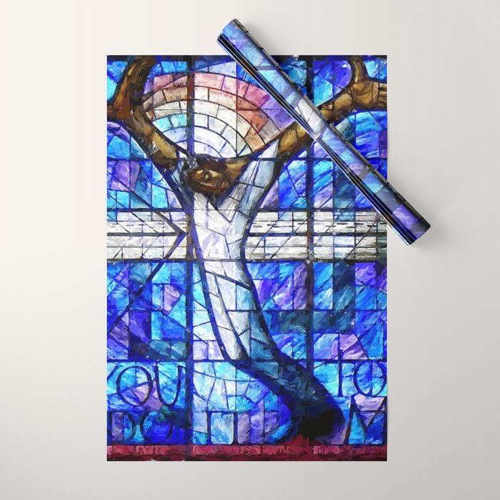 African American Portrait Painting of the Wales window at the 16th Street Baptist by Jeanpaul Ferro Wrapping Paper Gallery Image 1