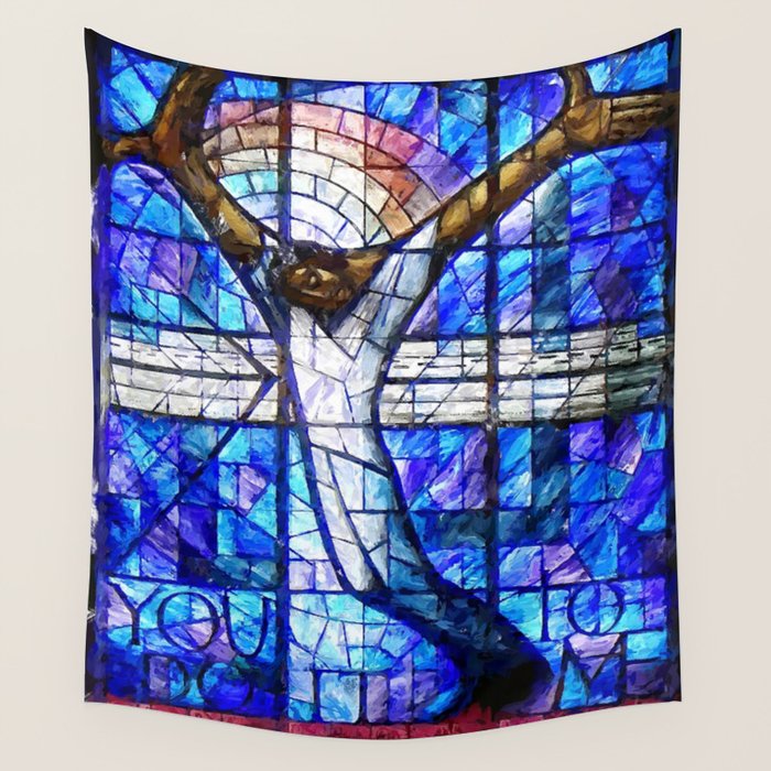African American Portrait Painting of the Wales window at the 16th Street Baptist by Jeanpaul Ferro Wall Tapestry Gallery Image 4