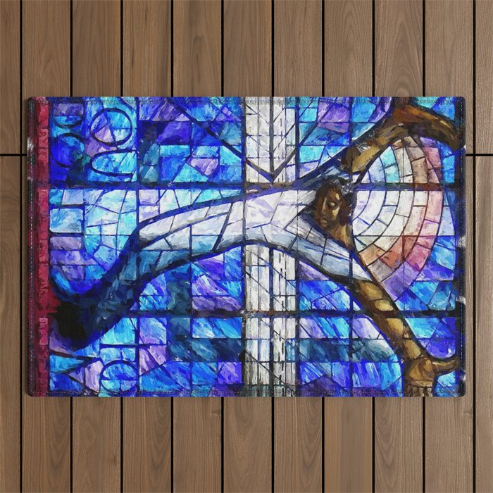 African American Portrait Painting of the Wales window at the 16th Street Baptist by Jeanpaul Ferro Outdoor Rug Gallery Image 1