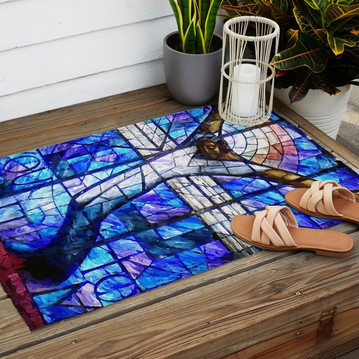 African American Portrait Painting of the Wales window at the 16th Street Baptist by Jeanpaul Ferro Outdoor Rug Gallery Image 2
