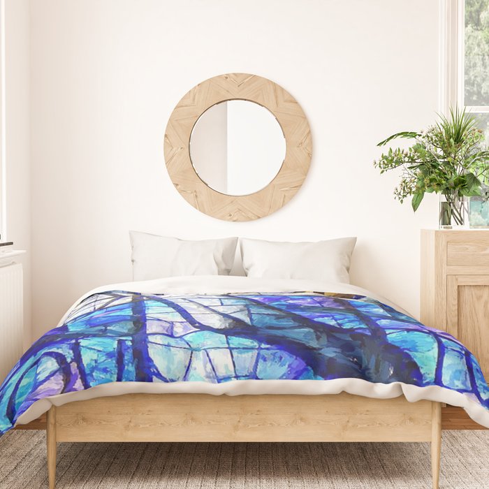 African American Portrait Painting of the Wales window at the 16th Street Baptist by Jeanpaul Ferro Duvet Cover Gallery Image 3