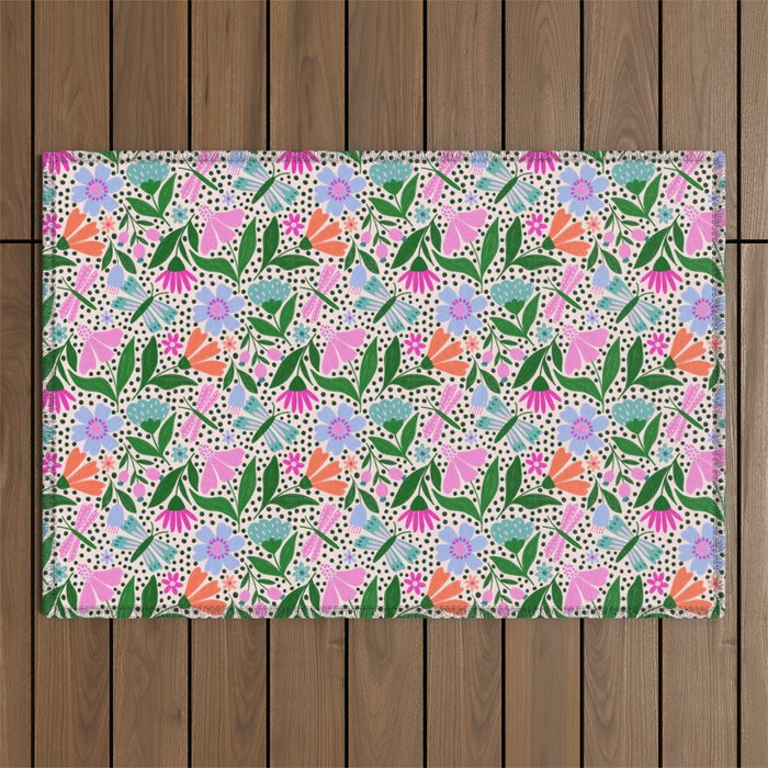 Summery Bright Floral  Outdoor Rug Gallery Image 1