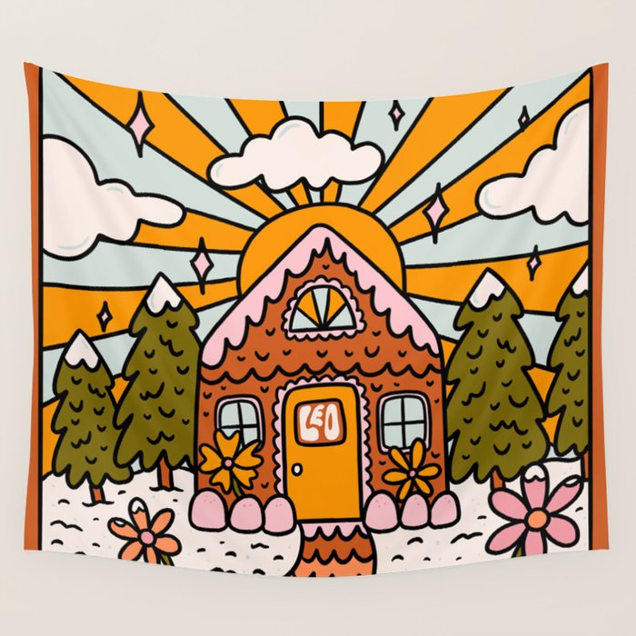 Leo Gingerbread House Wall Tapestry Gallery Image 1