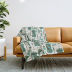 Tropical Tiki - Cream & Aqua Throw Blanket Gallery Image 1