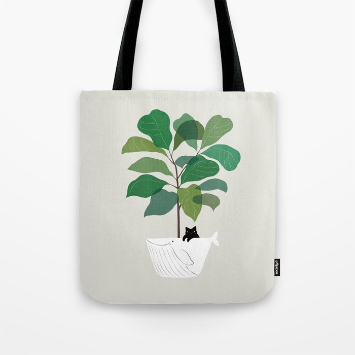 Cat and Plant 73: I got a Whale! Tote Bag Gallery Image 1