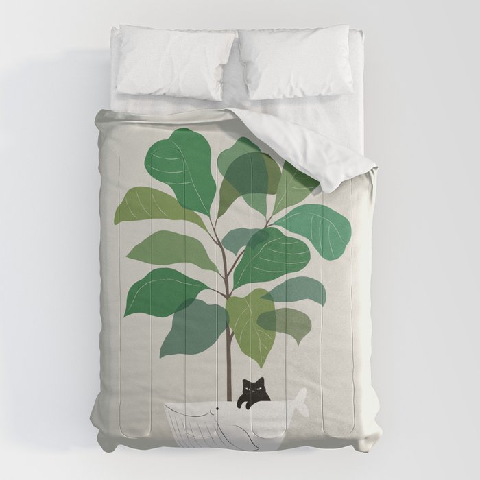 Cat and Plant 73: I got a Whale! Comforter Gallery Image 6