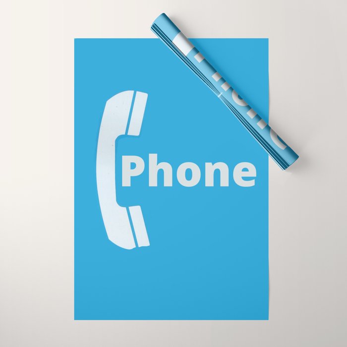 Vintage Pay Phone Booth Old School Retro Telephone Blue Sign Wrapping Paper Gallery Image 1