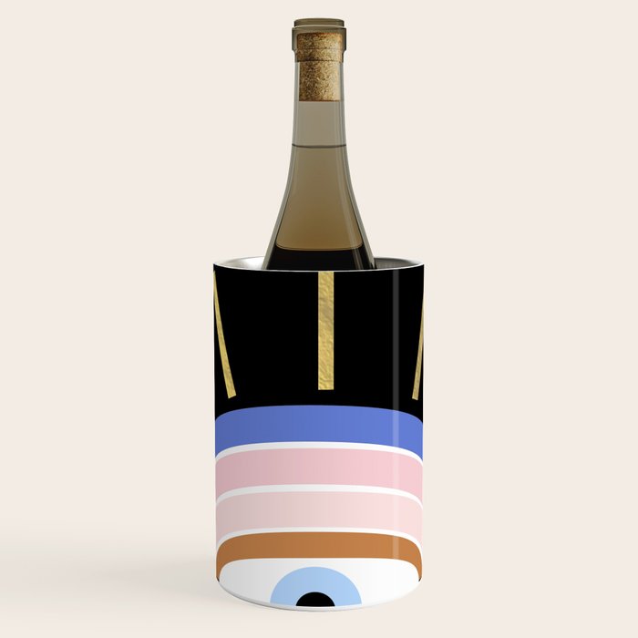 Retro evil eye - black & gold Wine Chiller Gallery Image 1