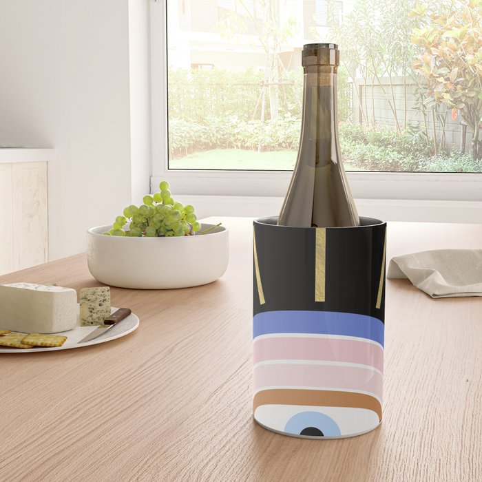 Retro evil eye - black & gold Wine Chiller Gallery Image 4