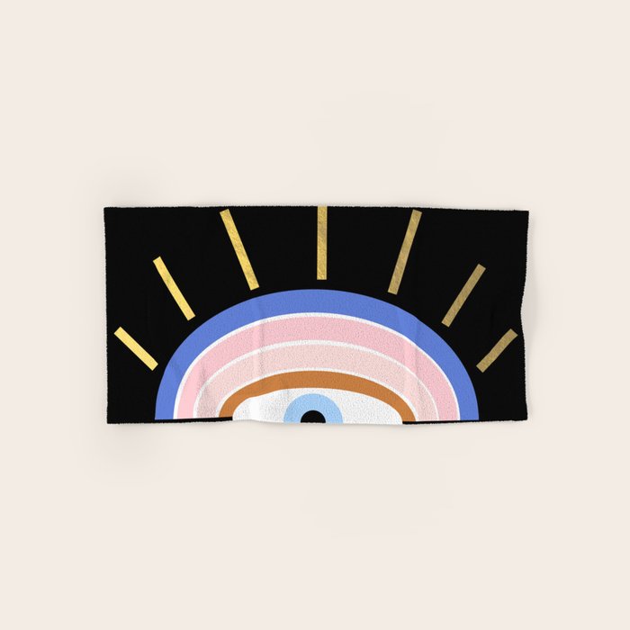 Retro evil eye - black & gold Towels Gallery Image 1