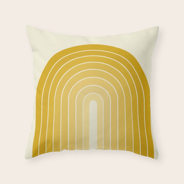 Gradient Arch XXV Gold Sunshine Mid Century Modern Rainbow Throw Pillow Gallery Image 6