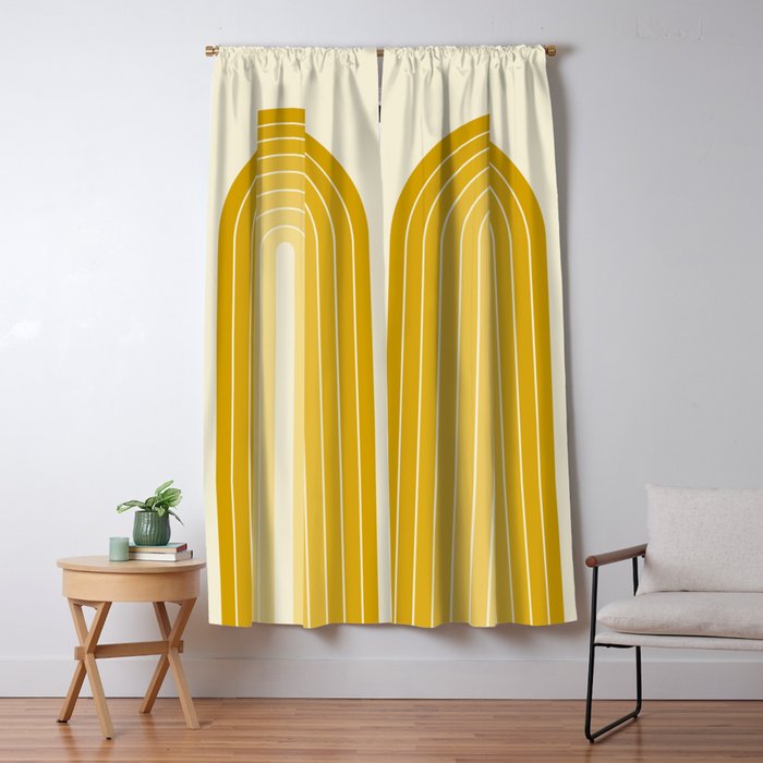 Gradient Arch XXV Gold Sunshine Mid Century Modern Rainbow Window Curtain Gallery Image 5