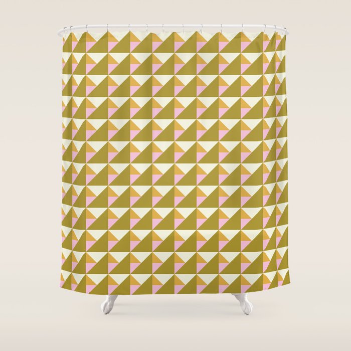 Autumn Triangle Tiles Pattern Shower Curtain Gallery Image 1
