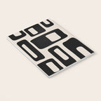 Retro Mid Century Modern Abstract Pattern 735 Black and Linen White Notebook Gallery Image 3