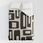 Retro Mid Century Modern Abstract Pattern 735 Black and Linen White Duvet Cover Gallery Image 6
