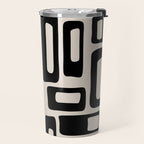 Retro Mid Century Modern Abstract Pattern 735 Black and Linen White Travel Mug Gallery Image 2