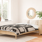 Retro Mid Century Modern Abstract Pattern 735 Black and Linen White Duvet Cover Gallery Image 2