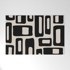 Retro Mid Century Modern Abstract Pattern 735 Black and Linen White Welcome Mat Gallery Image 1