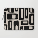 Retro Mid Century Modern Abstract Pattern 735 Black and Linen White Laptop Sleeve Gallery Image 1