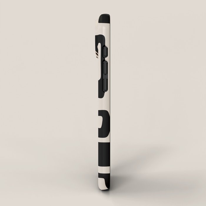 Retro Mid Century Modern Abstract Pattern 735 Black and Linen White iPhone Case Gallery Image 2