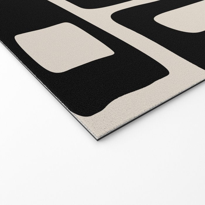 Retro Mid Century Modern Abstract Pattern 735 Black and Linen White Welcome Mat Gallery Image 2