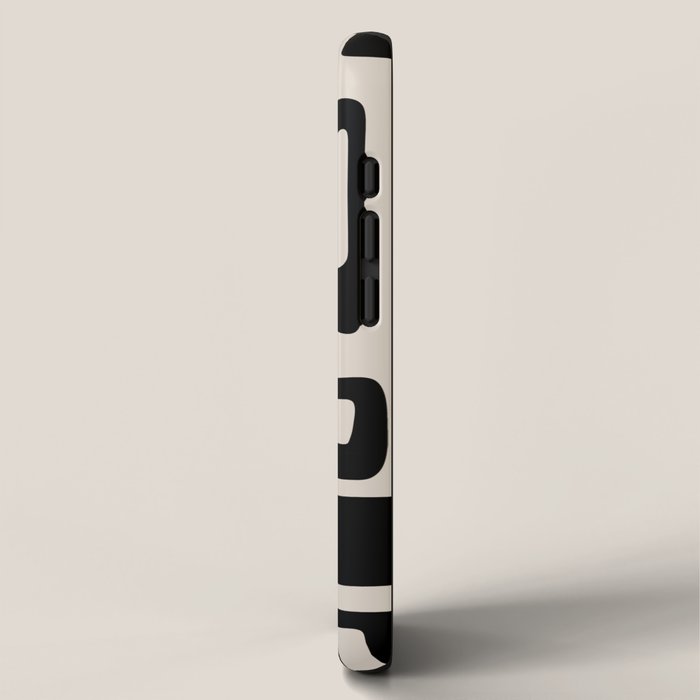 Retro Mid Century Modern Abstract Pattern 735 Black and Linen White iPhone Case Gallery Image 2