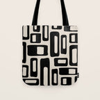 Retro Mid Century Modern Abstract Pattern 735 Black and Linen White Tote Bag Gallery Image 1