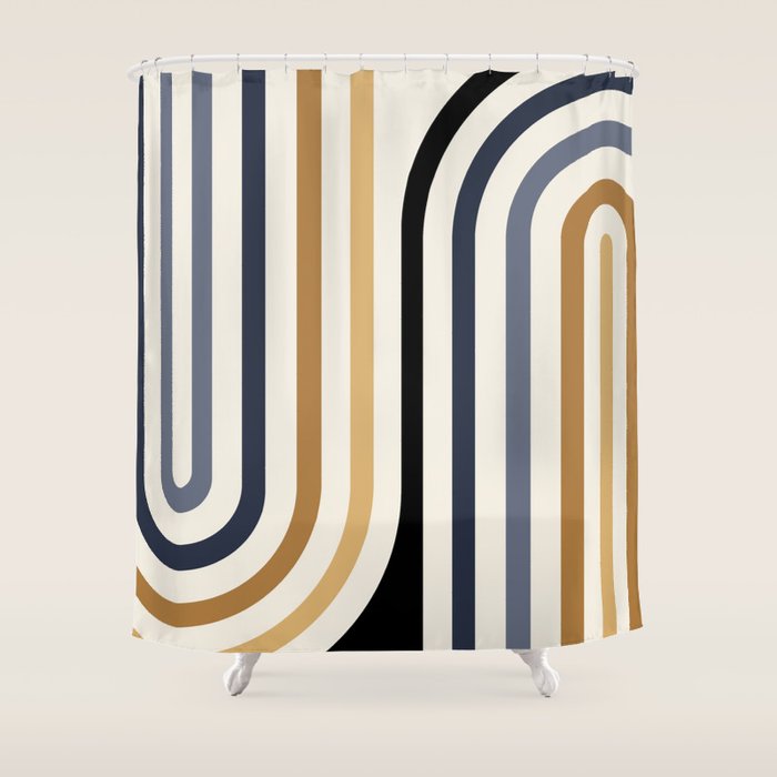 Bold Curvature Stripes III Shower Curtain Gallery Image 1