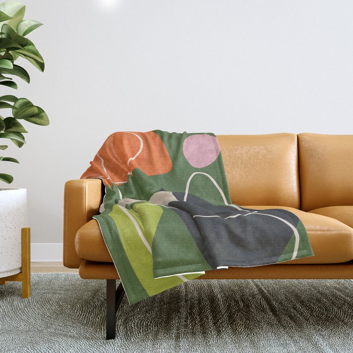 Minimal Colorful Abstract Shapes 2 Throw Blanket Gallery Image 1