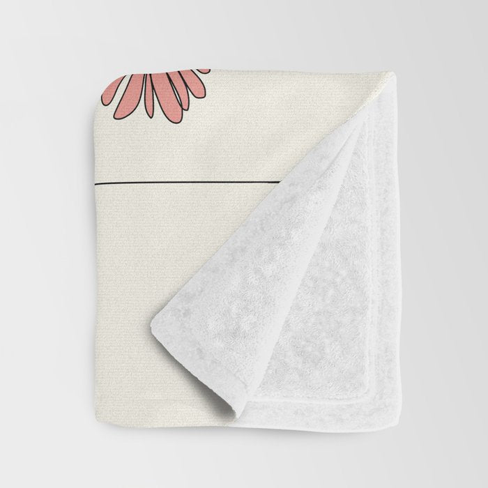 Colorful Thoughts Minimal Line Girl with Sunflowers Throw Blanket Gallery Image 3