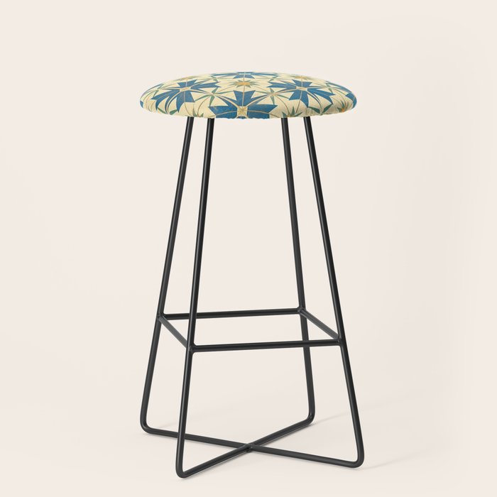 Mediterranean Blue Star Tile Pattern with Rustic Charm Stool Gallery Image 1