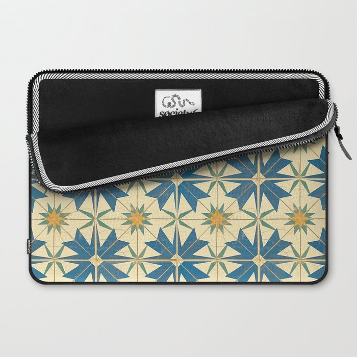 Mediterranean Blue Star Tile Pattern with Rustic Charm Laptop Sleeve Gallery Image 2