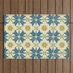 Mediterranean Blue Star Tile Pattern with Rustic Charm Outdoor Rug Gallery Image 1
