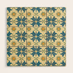 Mediterranean Blue Star Tile Pattern with Rustic Charm Wood Wall Art Gallery Image 1
