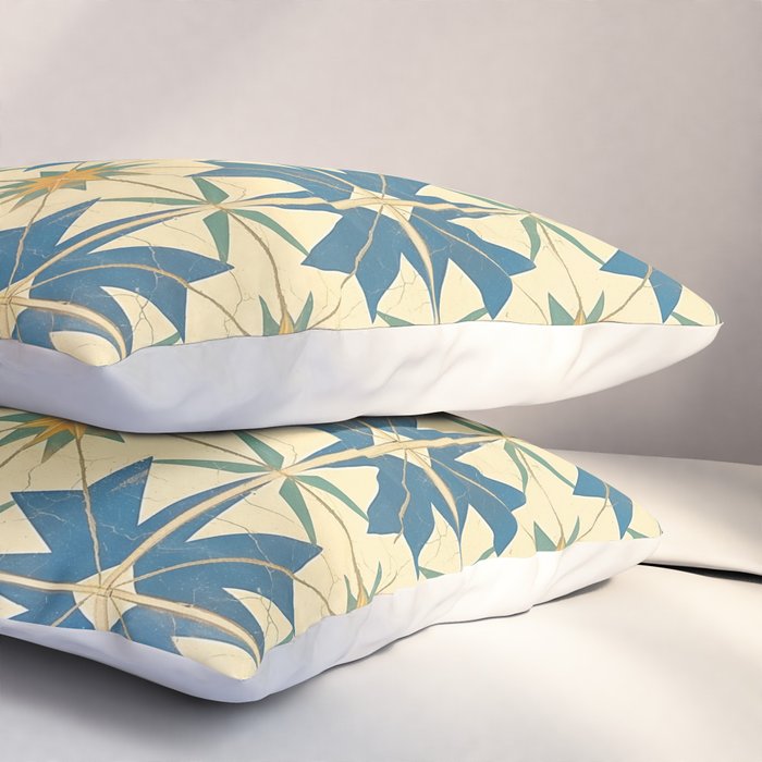 Mediterranean Blue Star Tile Pattern with Rustic Charm Pillow Sham Gallery Image 3