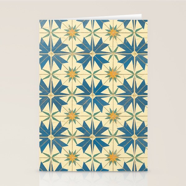 Mediterranean Blue Star Tile Pattern with Rustic Charm Stationery Card Gallery Image 2