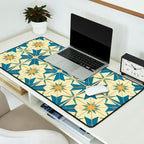 Mediterranean Blue Star Tile Pattern with Rustic Charm Desk Mat Gallery Image 2