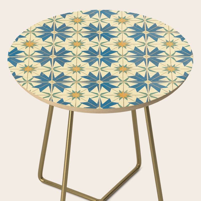 Mediterranean Blue Star Tile Pattern with Rustic Charm Side Table Gallery Image 2