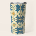 Mediterranean Blue Star Tile Pattern with Rustic Charm Travel Mug Gallery Image 2