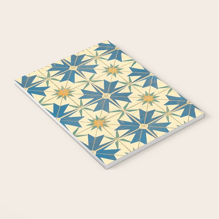 Mediterranean Blue Star Tile Pattern with Rustic Charm Notebook Gallery Image 3