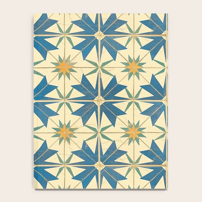 Mediterranean Blue Star Tile Pattern with Rustic Charm Notebook Gallery Image 4
