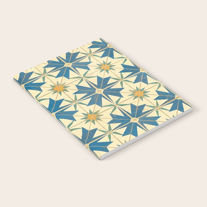 Mediterranean Blue Star Tile Pattern with Rustic Charm Notebook Gallery Image 2