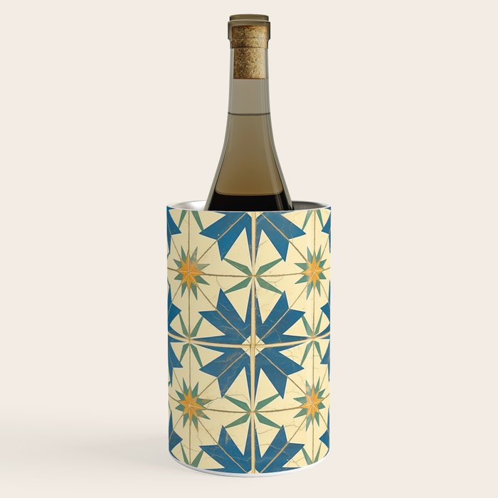 Mediterranean Blue Star Tile Pattern with Rustic Charm Wine Chiller Gallery Image 2