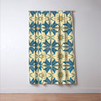Mediterranean Blue Star Tile Pattern with Rustic Charm Window Curtain Gallery Image 3