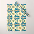 Mediterranean Blue Star Tile Pattern with Rustic Charm Wrapping Paper Gallery Image 1